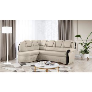 Coltar extensibil stanga 3 locuri ELTAP, L-055, Lord, 243x180x112 cm, lemn/poliester, crem/negru imagine