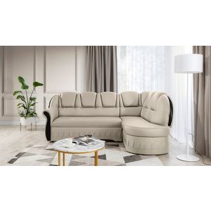 Coltar extensibil dreapta 3 locuri ELTAP, L-056, Lord, 243x180x112 cm, lemn/poliester, crem/negru imagine