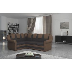 Coltar extensibil stanga 3 locuri ELTAP, LII-014, Lord II, 243x195x112 cm, lemn/poliester, maro inchis/maro imagine