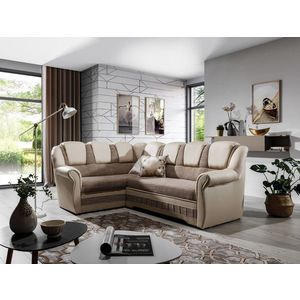 Coltar extensibil stanga 3 locuri ELTAP, LII-017, Lord II, 243x195x112 cm, lemn/poliester, bej inchis/bej deschis imagine
