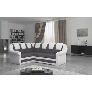 Coltar extensibil stanga 3 locuri ELTAP, LII-019, Lord II, 243x195x112 cm, lemn/poliester, gri inchis/alb imagine