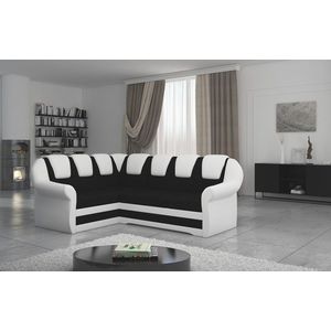 Coltar extensibil stanga 3 locuri ELTAP, LII-020, Lord II, 243x195x112 cm, lemn/poliester, negru/alb imagine