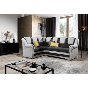 Coltar extensibil stanga 3 locuri ELTAP, LII-021, Lord II, 243x195x112 cm, lemn/poliester, negru/alb imagine