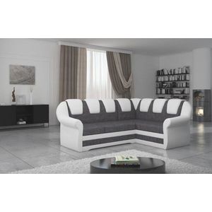 Coltar extensibil dreapta 3 locuri ELTAP, LII-038, Lord II, 243x195x112 cm, lemn/poliester, gri inchis/alb imagine