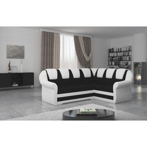 Coltar extensibil dreapta 3 locuri ELTAP, LII-039, Lord II, 243x195x112 cm, lemn/poliester, negru/alb imagine