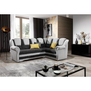 Coltar extensibil dreapta 3 locuri ELTAP, LII-040, Lord II, 243x195x112 cm, lemn/poliester, negru/alb imagine