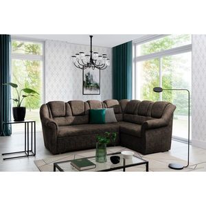 Coltar extensibil dreapta 3 locuri ELTAP, LII-088, Lord II, 243x195x112 cm, lemn/poliester, maro inchis imagine