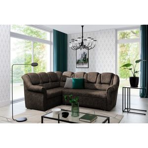 Coltar extensibil stanga 3 locuri ELTAP, LII-089, Lord II, 243x195x112 cm, lemn/poliester, maro inchis imagine