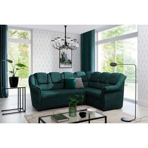 Coltar extensibil dreapta 3 locuri ELTAP, LII-092, Lord II, 243x195x112 cm, lemn/poliester, verde inchis imagine