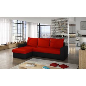 Coltar extensibil reversibil 3 locuri ELTAP, Livio, 237x150x72 cm, lemn/poliester, rosu/negru imagine