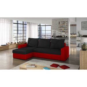 Coltar extensibil reversibil 3 locuri ELTAP, Livio, 237x150x72 cm, lemn/poliester, negru/rosu imagine