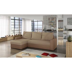 Coltar extensibil reversibil 3 locuri ELTAP, Livio, 237x150x72 cm, lemn/poliester, bej/maro deschis imagine
