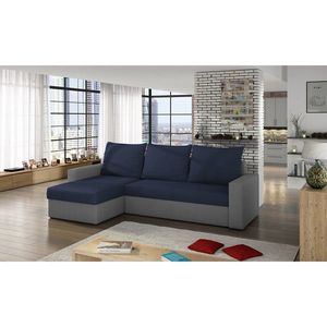 Coltar extensibil reversibil 3 locuri ELTAP, Livio, 237x150x72 cm, lemn/poliester, albastru inchis/gri inchis imagine