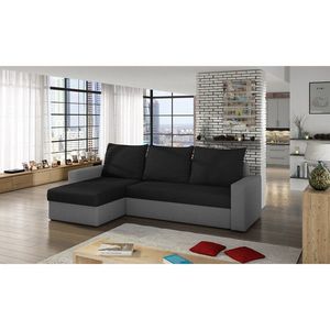 Coltar extensibil reversibil 3 locuri ELTAP, Livio, 237x150x72 cm, lemn/poliester, negru imagine