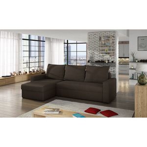 Coltar extensibil reversibil 3 locuri ELTAP, Livio, 237x150x72 cm, lemn/poliester, maro inchis imagine