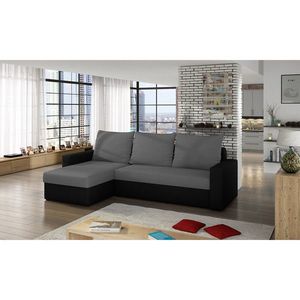 Coltar extensibil reversibil 3 locuri ELTAP, Livio, 237x150x72 cm, lemn/poliester, gri/negru imagine