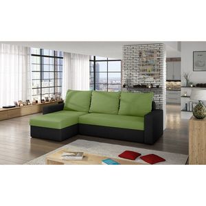 Coltar extensibil reversibil 3 locuri ELTAP, Livio, 237x150x72 cm, lemn/poliester, verde/negru imagine