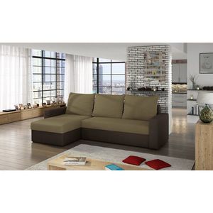 Coltar extensibil reversibil 3 locuri ELTAP, Livio, 237x150x72 cm, lemn/poliester, bej/maro inchis imagine
