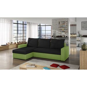 Coltar extensibil reversibil 3 locuri ELTAP, Livio, 237x150x72 cm, lemn/poliester, negru/verde imagine