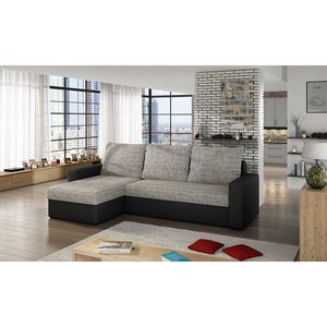 Coltar extensibil reversibil 3 locuri ELTAP, Livio, 237x150x72 cm, lemn/poliester, gri deschis/negru imagine
