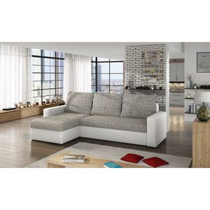 Coltar extensibil reversibil 3 locuri ELTAP, Livio, 237x150x72 cm, lemn/poliester, gri/alb imagine