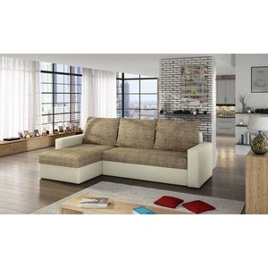 Coltar extensibil reversibil 3 locuri ELTAP, Livio, 237x150x72 cm, lemn/poliester, bej inchis/bej deschis imagine