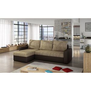 Coltar extensibil reversibil 3 locuri ELTAP, Livio, 237x150x72 cm, lemn/poliester, bej inchis/maro inchis imagine