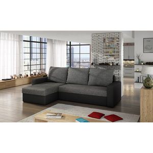 Coltar extensibil reversibil 3 locuri ELTAP, Livio, 237x150x72 cm, lemn/poliester, gri inchis/negru imagine