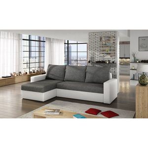 Coltar extensibil reversibil 3 locuri ELTAP, Livio, 237x150x72 cm, lemn/poliester, gri inchis/alb imagine