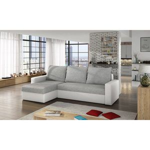 Coltar extensibil reversibil 3 locuri ELTAP, Livio, 237x150x72 cm, lemn/poliester, gri deschis/alb imagine