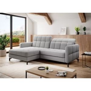 Coltar extensibil stanga 3 locuri ELTAP, Lore-112, Lorelle, 225x160x105 cm, lemn/poliester, gri deschis imagine