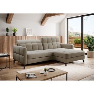 Coltar extensibil stanga 3 locuri ELTAP, Lore-148, Lorelle, 225x160x105 cm, lemn/poliester, bej inchis imagine
