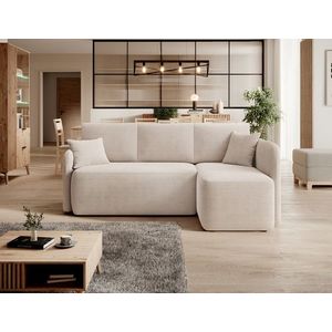Coltar extensibil dreapta 3 locuri ELTAP, Hadson, 206x150x89 cm, lemn/poliester, bej deschis imagine