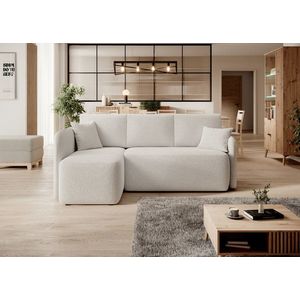 Coltar extensibil stanga 3 locuri ELTAP, Hadson, 206x150x89 cm, lemn/poliester, alb imagine