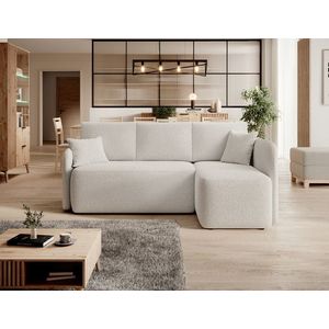 Coltar extensibil dreapta 3 locuri ELTAP, Hadson, 206x150x89 cm, lemn/poliester, alb imagine