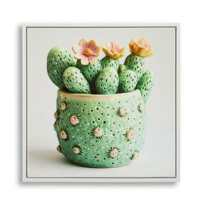 Tablou decorativ Cactus Jar -H, Mauro Ferretti, 40x40 cm, canvas/lemn de pin/plastic, multicolor imagine