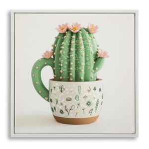 Tablou decorativ Cactus Jar -B, Mauro Ferretti, 40x40 cm, canvas/lemn de pin/plastic, multicolor imagine