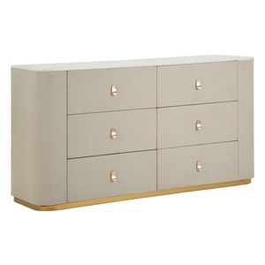 Comoda Beauty, Mauro Ferretti, 140x45x76 cm, lemn de pin/MDF/metal, crem/auriu imagine