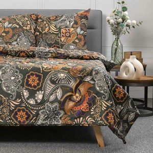 Lenjerie de pat dubla Tapua, Homla, 3 piese, 160x200 cm, 70x80 cm, bumbac, multicolor imagine