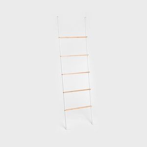 Suport pentru prosoape Taru, Homla, 45x2x159.5 cm, metal/lemn, alb/natur imagine