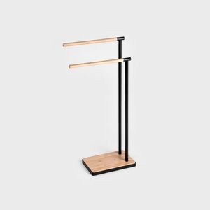 Suport pentru prosoape Fraz, Homla, 39x18x78 cm, metal/lemn, negru/natur imagine