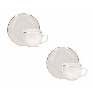 Set 2 cesti cu farfurie pentru ceai, Punto Oro, Brandani, 15x7.5 cm, portelan imagine