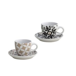 Set 2 cesti cu farfurie pentru cafea, Alhambra, Brandani, 10.5x6 cm, portelan imagine