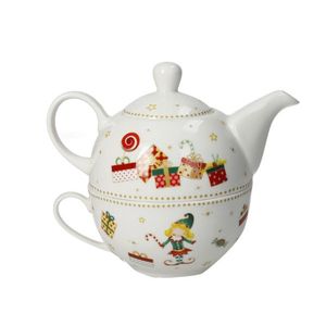 Set ceainic cu ceasca, Elfomagia White, Brandani, 11x15x13 cm, portelan New Bone China imagine