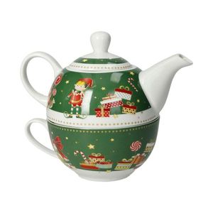 Set ceainic cu ceasca, Elfomagia Green, Brandani, 11x15x13 cm, portelan New Bone China imagine