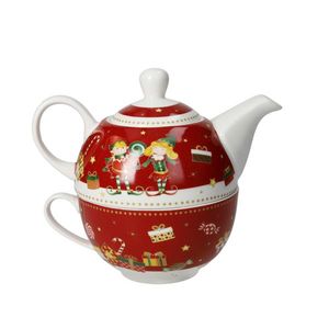 Set ceainic cu ceasca, Elfomagia Red, Brandani, 11x15x13 cm, portelan New Bone China imagine