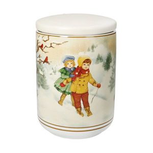 Recipient cu capac, Cuccioli Happy Kids, Brandani, 10x14.5 cm, portelan New Bone China imagine