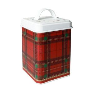 Recipient cu capac, Christmas Tartan, Brandani, 10x10x17 cm, metal imagine