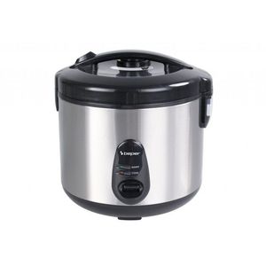 Aparat de gatit orez, cu aburi Beper, 400 W, 24x23 cm, otel/aluminiu, argintiu/negru imagine