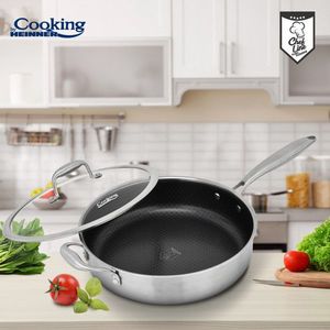 Tigaie adanca Titanium3, Cooking by Heinner, 24x6.5 cm, 2.7 L, inox/sticla, argintiu imagine